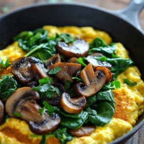 scrambled tofu with spinach snd omelette