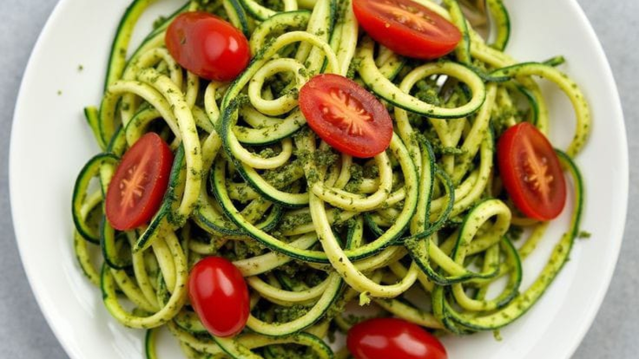 zucchini noodles with pesto